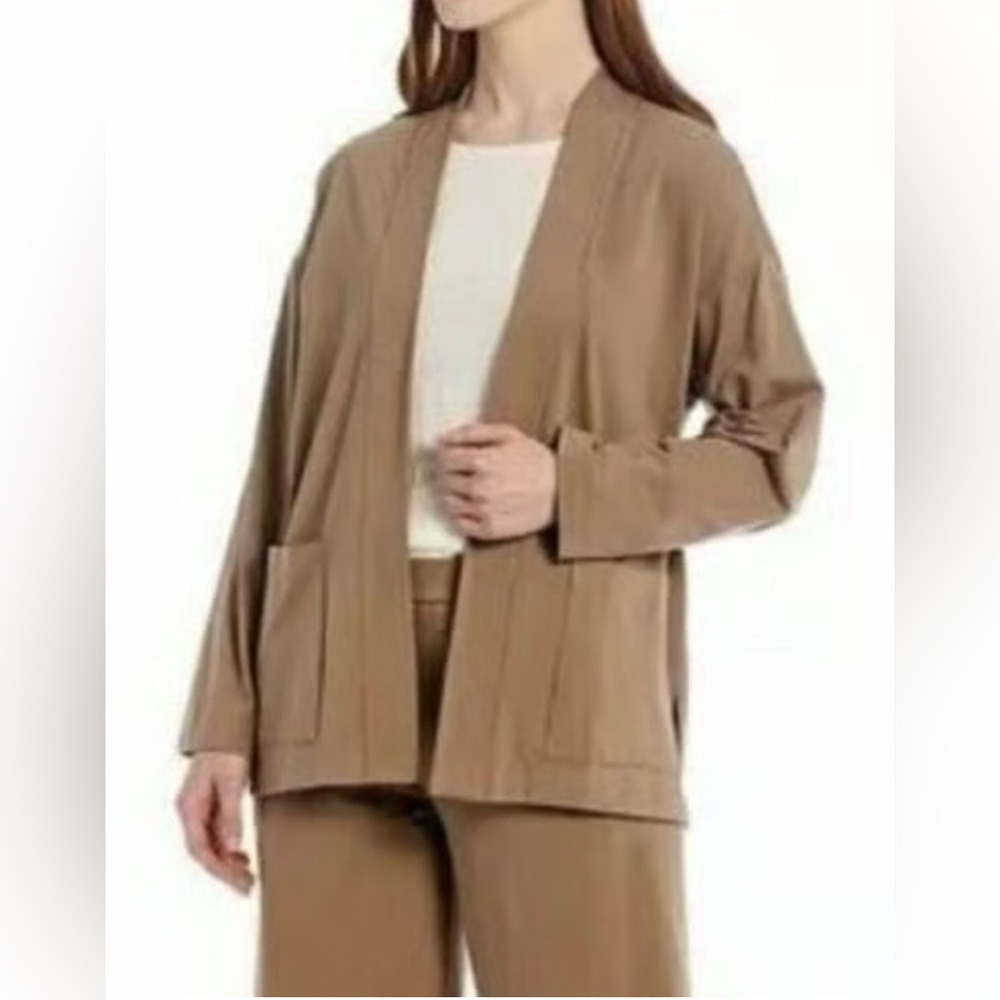 Eileen Fisher Driftwood Organic Cotton Stretch Jersey Kimono Cardigan Jacket S/P